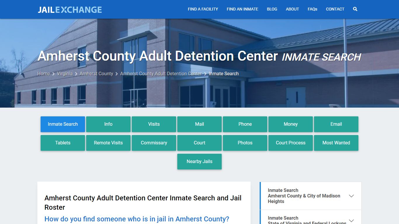 Amherst County Adult Detention Center Inmate Search