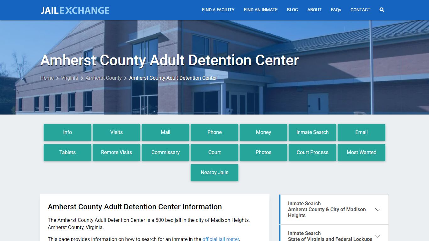 Amherst County Adult Detention Center, VA Inmate Search, Information